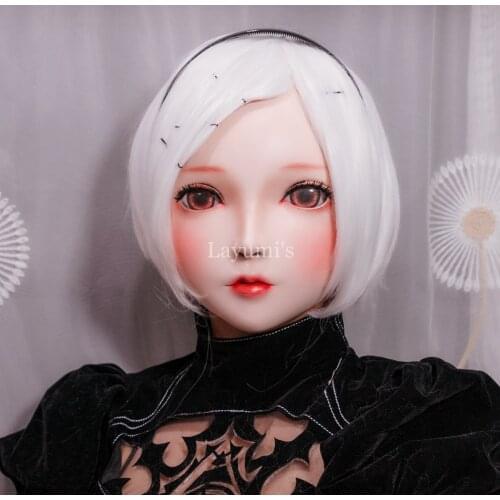 JW-Mask 24) Handmade Cute Female/Girl Resin Half Head Cosplay Japanese Anime Role Play Lolita Kigurumi Mask Crossdresser Doll