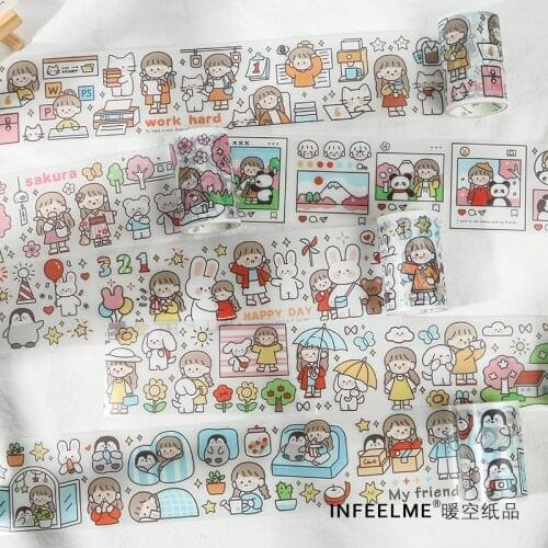 60mm Accompanying Warm Series Bullet Journal PET Washi Tape Adhesive Tape DIY Scrapbooking Sticker Label Masking Tape