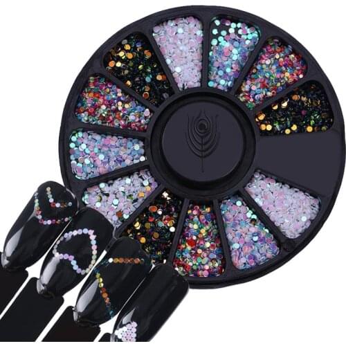 Chameleon Round Wafer 3D Nail Art Decoration Shiny Irregular Beads Flat Back Crystal Nail Rhinestone In Wheel Accessorie