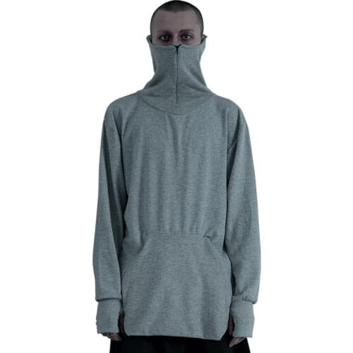 Mens Jacket Pupil Travel High Collar Neck Long Sleeve Loose Pullover Aesthetic Ninjawear Japanese Dystopian Post Apocalyptic