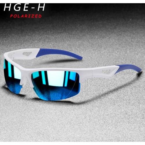 HGE-H Sport Style Men Polarized Sunglasses Lightweight Half Frame Fashion Sun Glasses Outdoor Travel Fishing UV400 Goggles