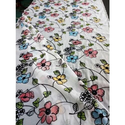 LASUI 1 y=1 lot new Pretty summer Skin-friendly cotton Color flower embroidery fabric DIY dress, childrens clothing M0034