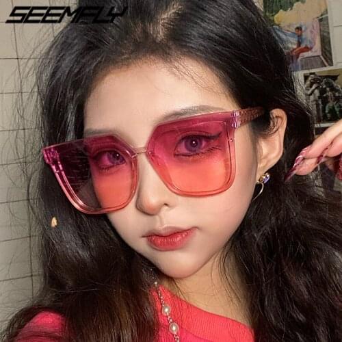 Seemfly Fashion Transparent Sunglasses Square Frame Sun Glasses Female Goggle Spectacle Mirror Classic Colorful UV400 Shades