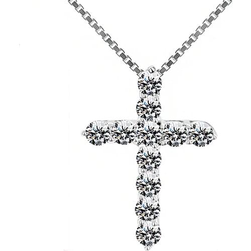 Wholesale 20pcs Female Ladies Cross Crystal Pendant Necklaces 5A Zirconia Necklaces Lover Choker Jewelry Gift For Women Girl