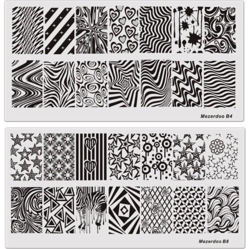 Floral Goemetry Retro Script Rectangle Template 10Pc Nail Stamping Plate DIY Nail Polish Print Stencil Nail Tools