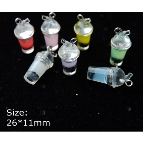 Milk tea Coffee Charms Pendants Resin Cabochon for DIY necklace earring keyring Jewelry Making Accessories