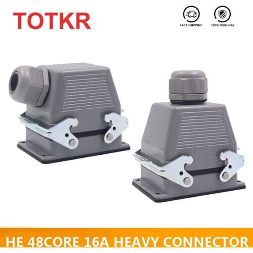 New Type Industrial Rectangular Heavy Duty Connector HDC-HE-048 48 Core Pin 16A Waterproof Aviation Plug Top and Side Line