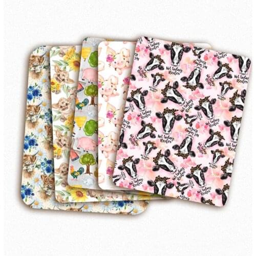 IBOWS Polyester Cotton Sheet Farm Theme Cartoon Animals Printed Cloth Fabric Patchwork Home Textile DIY Masks Bag Craft 45*145cm