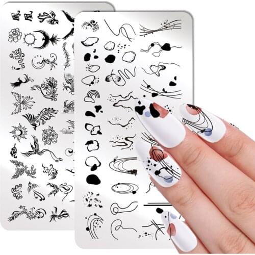 NICOLE DIARY-229 Rectangle Nail Stamping Plates Stainless Steel Line And Color Lump Nail Art Stamp Stencil