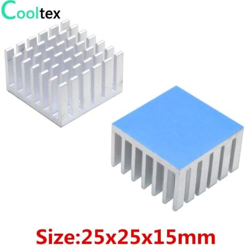 50pcs Aluminum Heatsink 25x25x15mm Heat Sink Radiator For Electronic Chip Diode IC MOS Cooling With Thermal Conductive Tape