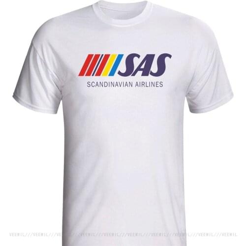 Sas Scandinavian Australian Airlines Shirt Vintage Logo Short Sleeve 100% Cotton Man Tee Tops Confortable