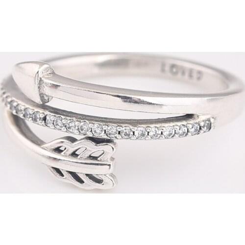 S925 Sparkling Arrow With Crystal Ring For Women Wedding Party Gift fit Lady Fine Jewelry