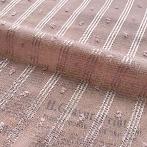 Silver striped chiffon fabric plush ball jacquard fabric DIY spring and summer breathable womens clothing dress fabric