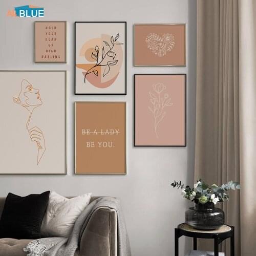 Nordic Abstract Boho Plant Letter Quote Poster And Print Canvas Wall Art Pictures Decorative Painting Home Decor For Living Room