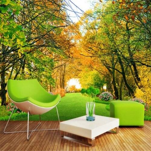 Modern custom 3d effect photo wallpaper living room bedroom background wall mural forest landscape maple wallpaper non-woven