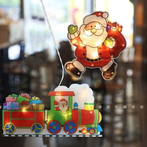 Santa Claus LED Window Hanging Lights With Suction Cup Christmas Decorative Atmosphere Decor Fairy Light Lamp For Holiday Decora