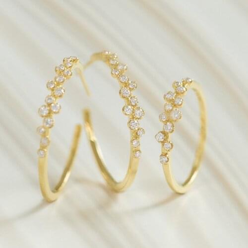 UBESTNICE Trendy Office Style 9K Yellow Gold Fine Jewelry White Zircon Irregular Small Dew Ring For Women Engagement Party Gift