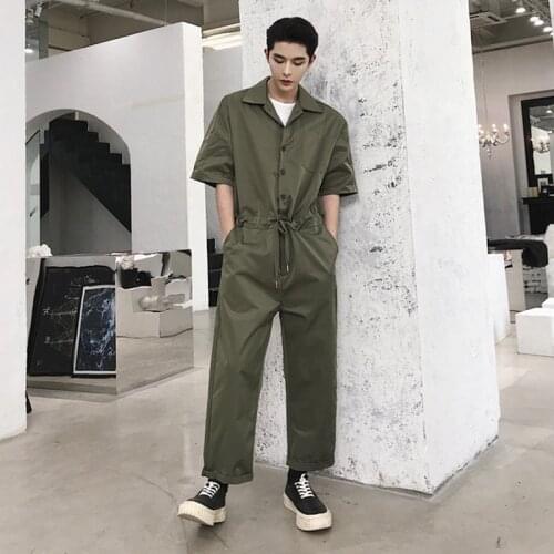 Hip-hop loose street short-sleeved Jiufenku Retro Pants Fashion Brand suits one-piece summer menswear japanese-style one-piece