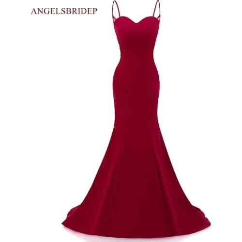 Burgundy Mermaid Prom Dresses Robes De Soiree Sexy Spaghetti Straps Sweetheart Floor-length Celebrity Formal Party Gowns HOT