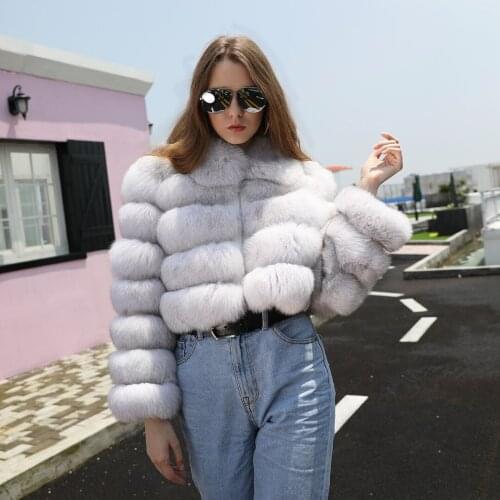 Fox Fur Coat Women 100% Fox Fur Short Coat Womens Winter Jacket With Fur