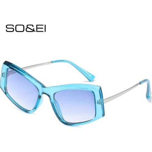 SO&EI Fashion Cat Eye Square Women Sunglasses Vintage Leopard Dark Green Eyewear Men Rectangle Gradient Shades UV400 Sun Glasses