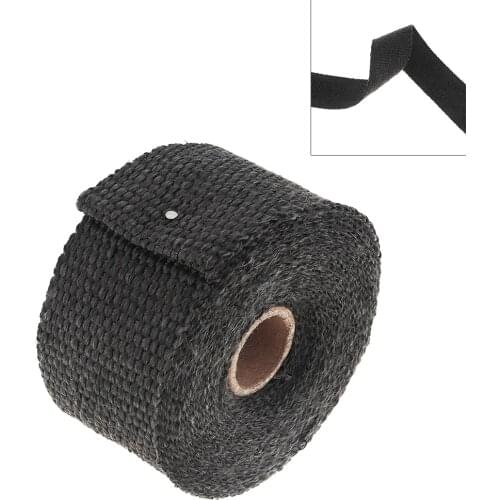1 Set 5m x 50mm Exhaust Thermo Wrap Insulation Pipe Tape Fireproof Cloth Roll Titanium Glass Fiber with 4 Stainless Ties for Car