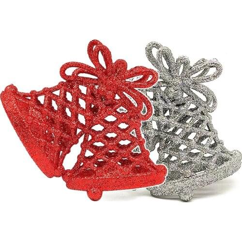 1Pc Plastic Gold Silver Bells Pendant Christmas Tree Hanging Ornaments 2021 Christmas Party Decoration New Year Gifts For Kids