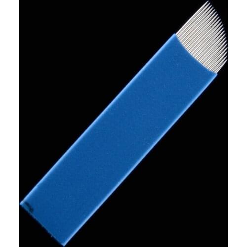 100 PCS blue 21 Pin Manual Eyebrow Tattoo Needles Blade For 3D Embroidery Microblading Tattoo Pen Permanent Makeup