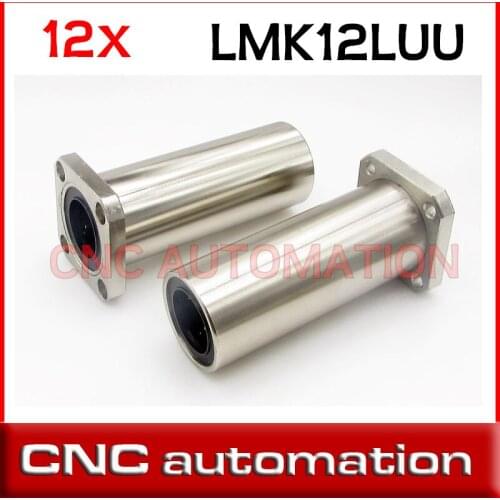 12pcs LMK12LUU 12mm long square flange linear bearing for 12mm rail guide