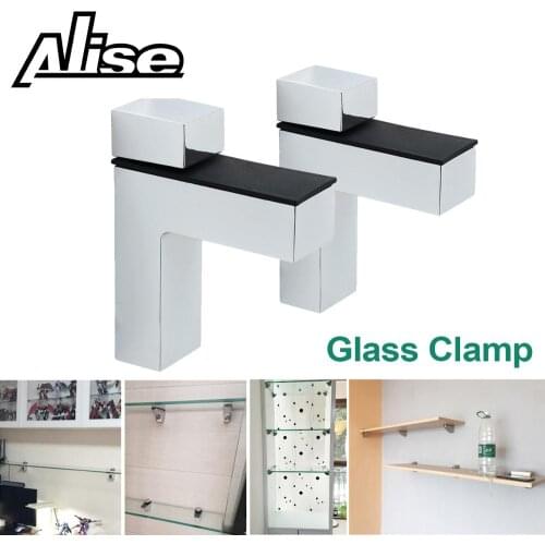 2pcs Zinc Alloy Adjustable Glass Shelf Holder Glass Clamps Shelf Support Bracket Chrome Alloy Shelf Holder Glass Shelf Bracket