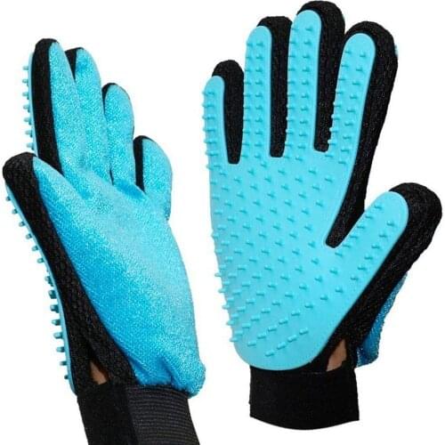 2 in 1 Silicone Pet Brush Glove For Animal Bath Five Finger Deshedding Pet Dog Cat Comb Grooming Glove for Dogs Gentle Efficient