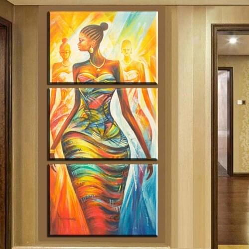 3pcs canvas wall art prints modern abstract african women canvas painting wall art for living room Drop shipping