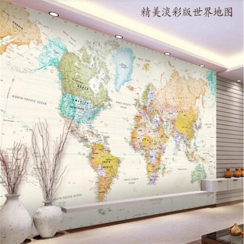 Custom HD Soft Color The World Map Home Improvement 3D Mural Wallpapers Office Living Room Study Industrial Decor Wall Paper 3D