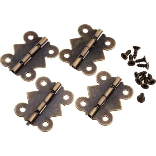4PCS 25*20mm Antique Bronze Mini Butterfly Door Hinges Cabinet Drawer Jewelry Box Hinge For Furniture Hardware