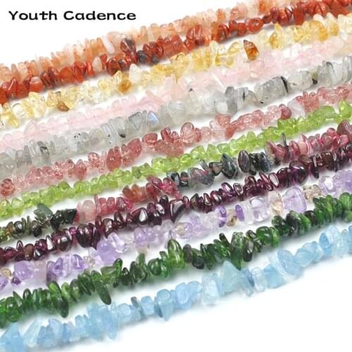 5-7MM Irregular Shape Chip Bead Natural Stone Aquamarin Citrines Amethysts Agates Pink Quartz For Jewelry Making DIY Bracelet