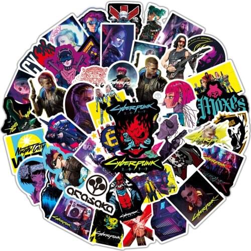 50pcs PS4/PC Game Cyber 2077 Stickers Night City V Stickers for PC PS4 Games Sticker Car Moto Luggage Laptop Graffiti Sticker