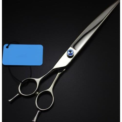 8" Sharp Blade Curved scissors left hand pet dog cat grooming Barber Scissors Hairdressing Japan 440c imported cutting shears