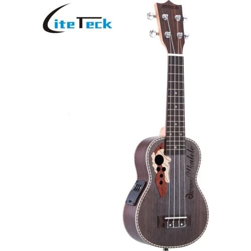Ammoon 21" Acoustic Ukulele Uke High Quality 4 Strings Spruce Ukelele 15 Fret Musical Instrument with Built-in EQ Pickup
