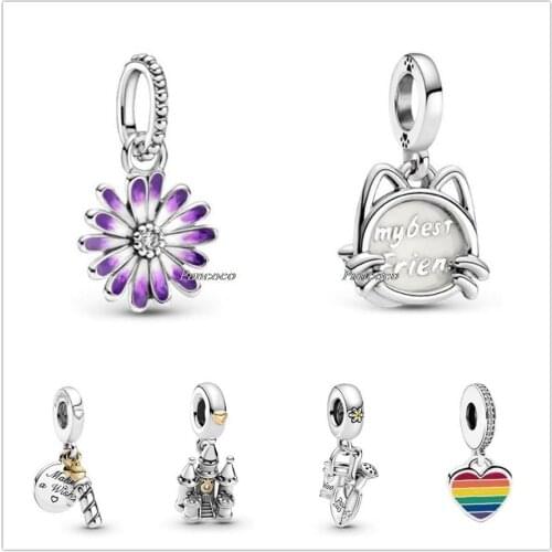 Authentic 925 Sterling Silver Passions My Pet Cat Dangle Charm Beads Fit Women Pandora Bracelet & Necklace Jewelry