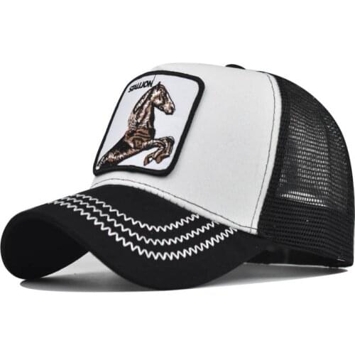 Breathable Mesh Baseball Cap Men Women Fashion Trucker Caps Snapback Hip Hop Baseball Hat With Stallion Patck Streetwear Visor