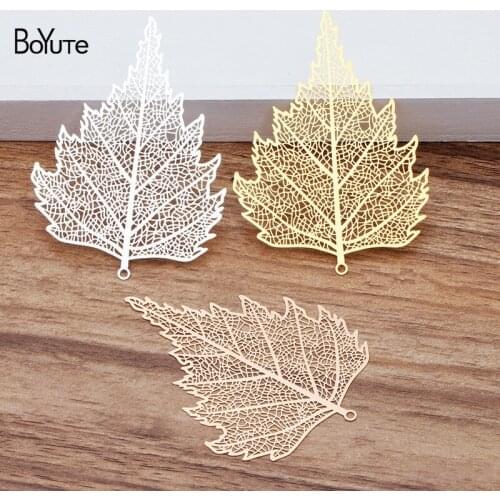 BoYuTe (10 Pieces/Lot) Metal Brass Corrosion Sheet 75*55MM Big Leaf Pendant Diy Hand Made Jewelry Materials