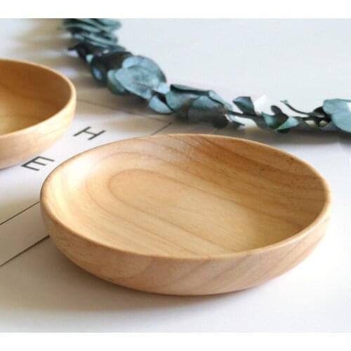 Wooden Snack Plate Round Cake Fruits Dish Room Dessert Service Tray Wood Sushi Board Party Tableware