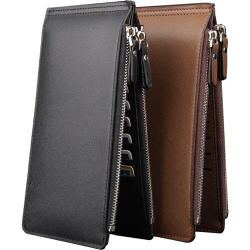 066C Long Wallet Slim Coin Purse for Women Multifunction Leather Card Large Capacity
