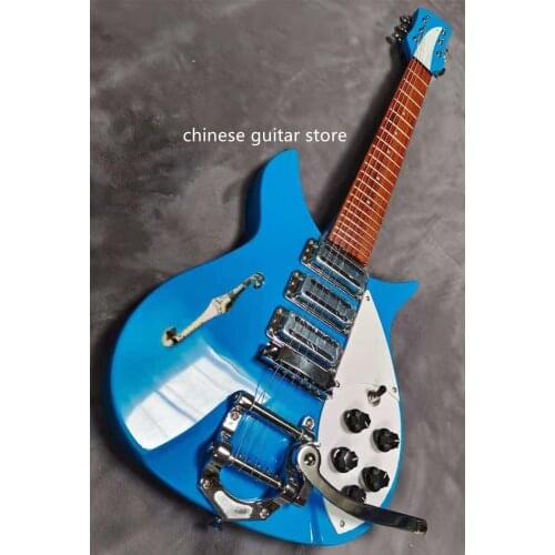 Guitarra Eléctrica con 3 Mini pastillas Humbucker, Escala de 325mm de longitud, color blue, Hardware cromado, 527