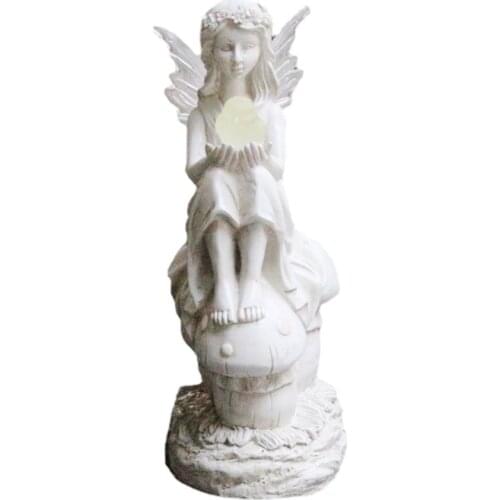 Courtyard Fairy Girl Figure Resin Statue Angle Sculpture Garden Yard Home Decor Ornament Resin Craft Desktop Outdoor Indoor