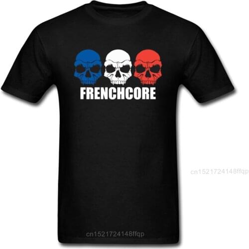 Frenchcore Skulls T Shirt Men Vintage Tops Graphic Tees Cartoon T-shirt Halloween Hip Hop Clothing Groups Skull Tshirt Black