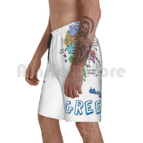Greek Map On Clothes And Objects Beach Shorts Men Beach Pants Swim Trunks Greek Map On And Objects Greek Great Price