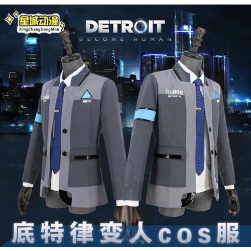 Game Detroit:Become Human Connor RK800 Agent Jacket Coat Outfits Outwear Uniform Cosplay Costume Carnival Shirt Blouse Tie New