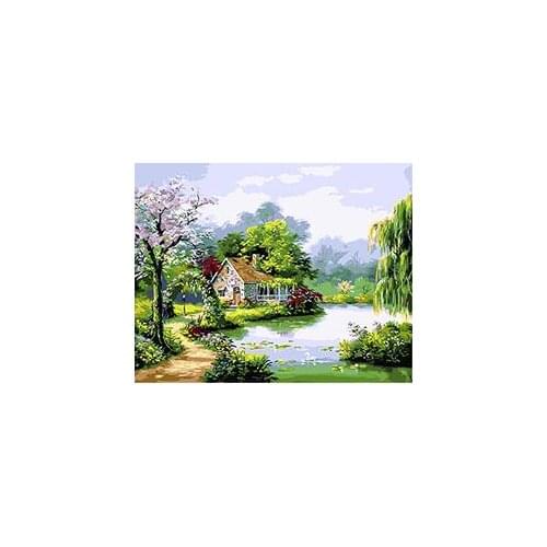 MaHuaf-W158 Dream Spring village picture painting by numbers canvas painting home decor paint by number