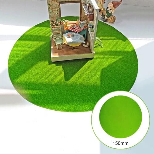 Round Artificial Model Grass Mat,Light Green Turf Lawn Paper for Crafts DIY Home Model Landscape Decoration (Green)